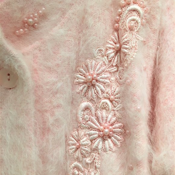 Lee Sands Pink Rabbit Angora Hair Sweater 1X - Picture 6 of 8